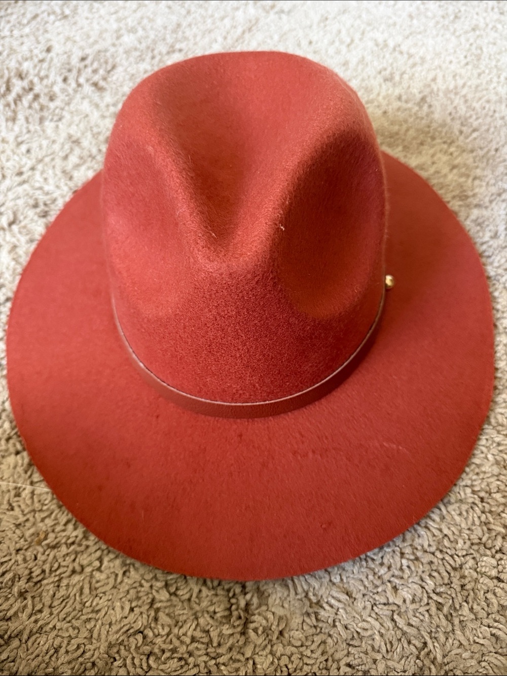 Womens Red Wool western Fedora Hat - Classic Felt Style